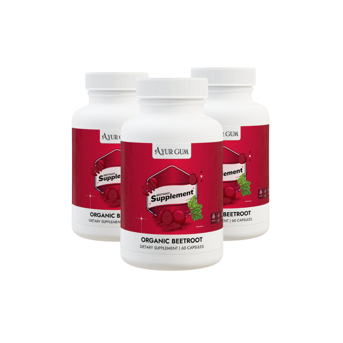 Ayurgum Beetroot Supplement | 60 capsules | Contain beetroot extract |