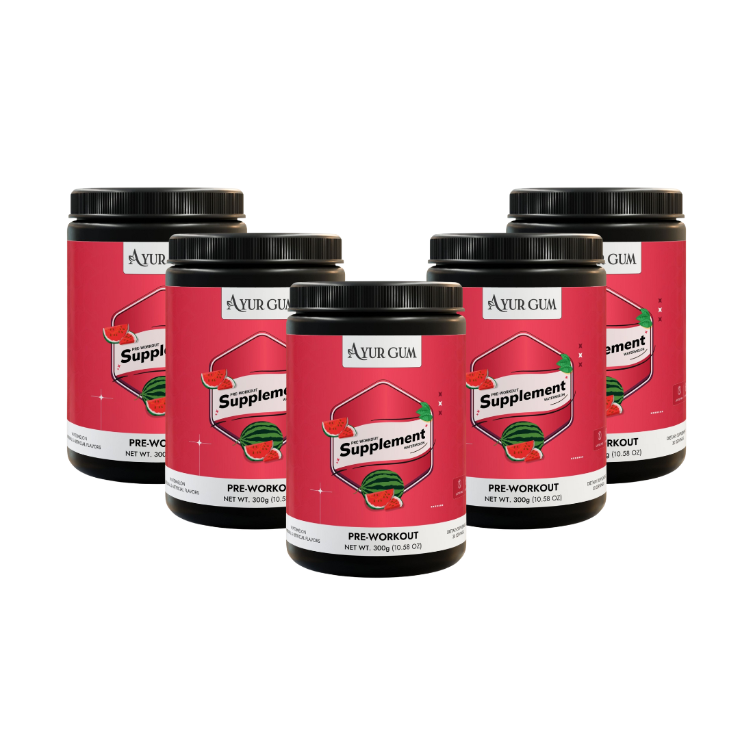 Ayurgum Pre-Workout Supplement, Watermelon (300g, 10.58oz)